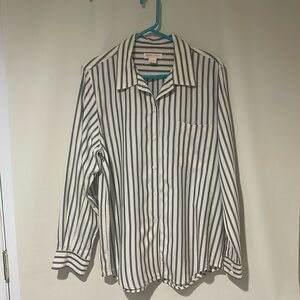 Brooks Brothers 100% silk Cream and Black Striped Blouse